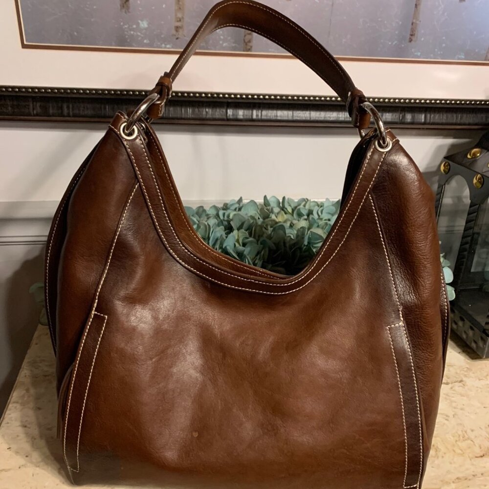 Cavalcanti Large burnished leather tote bag purse